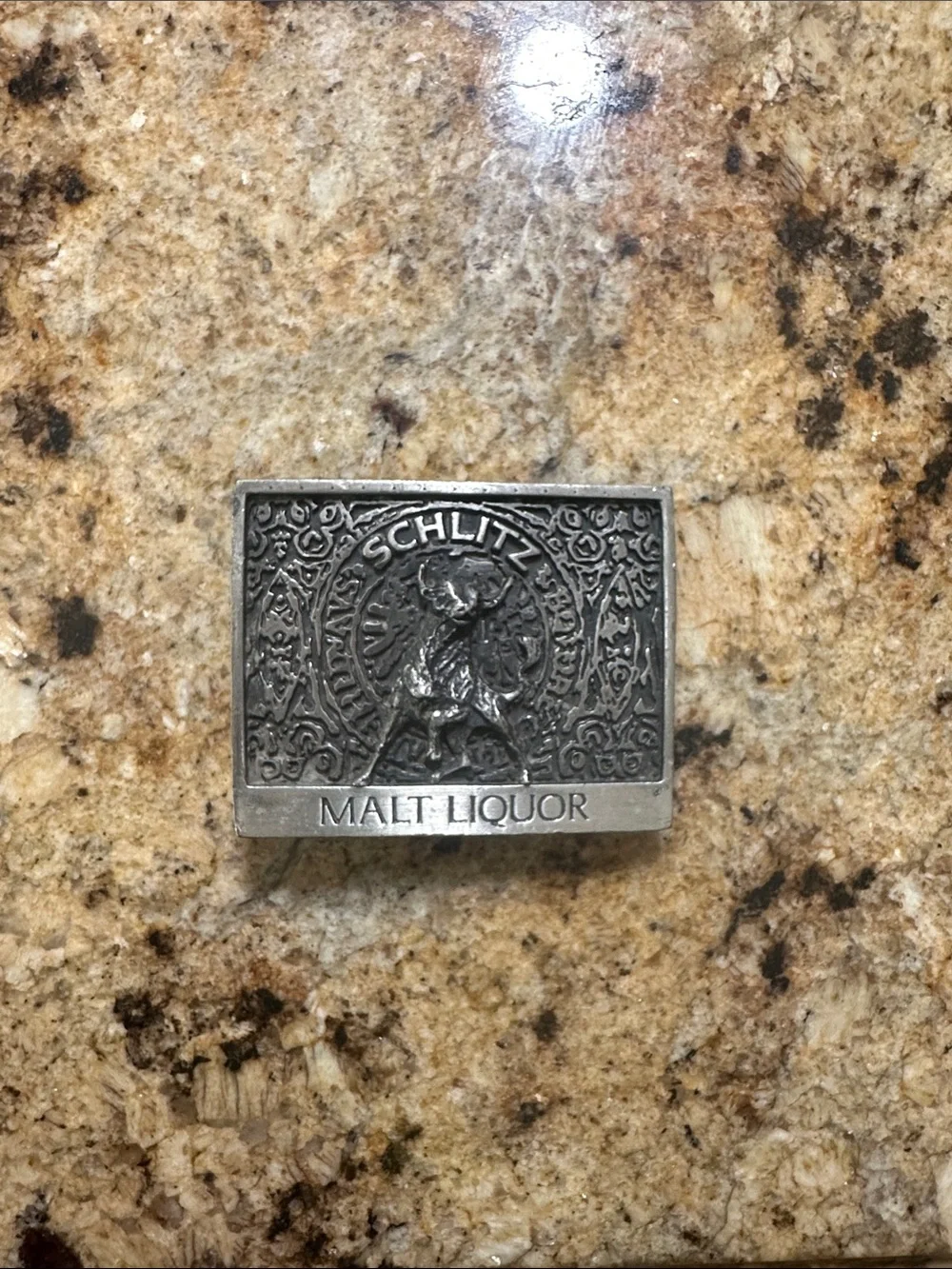 Schlitz Silver Malt Liquor Belt Buckle - Silver